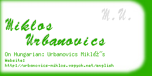 miklos urbanovics business card